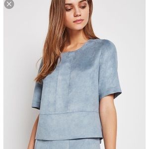 Seamed Faux Suede Boxy Top